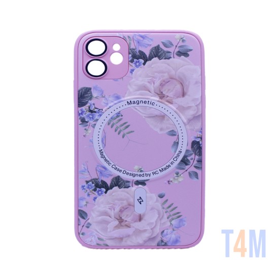 Capa Magnética com Desenho de Flores para Apple iPhone 11 Rosa